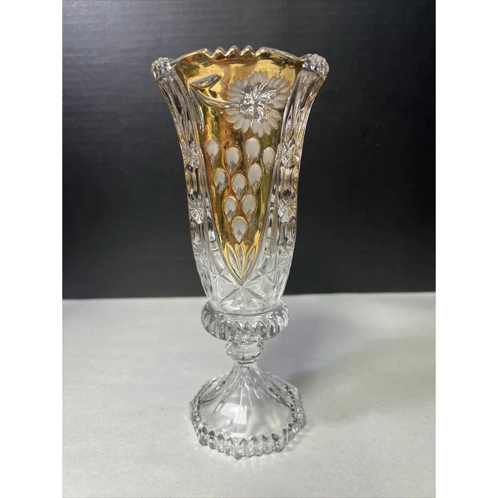 Gold Evita Bleikristall Crystal Vase‎ Made In Germany 9